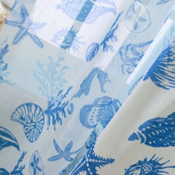 Voila Seaside Spirit Blue Sheer Voile Curtains - Picture 2 of 12